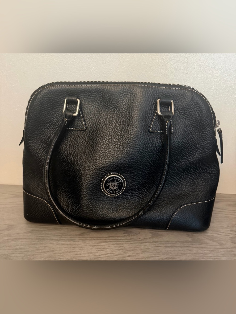 Dooney & Bourke Black Pebbled Leather Satchel Handbag Purse